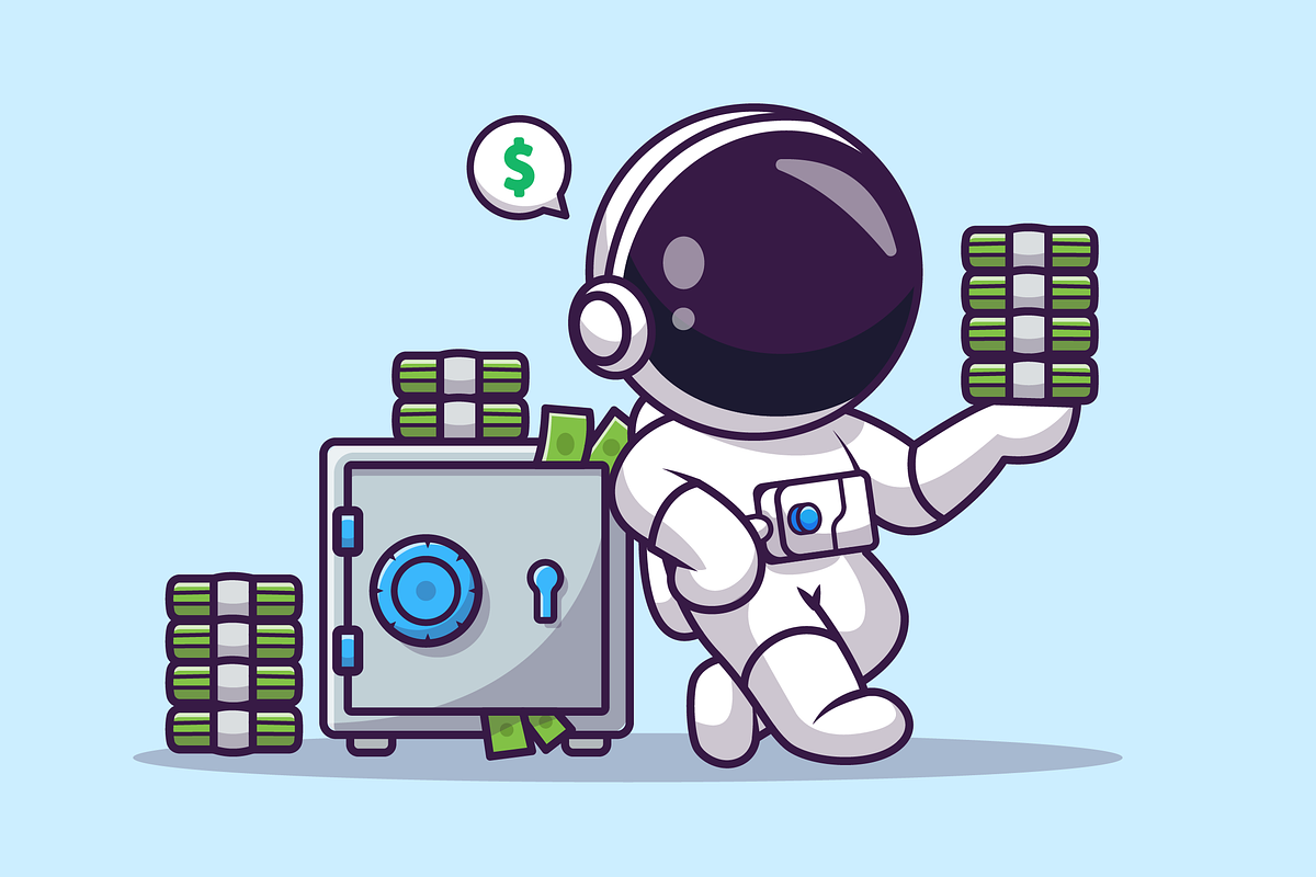 Cute Astronaut With Money And Safe, a Finance Illustration by Catalyst Labs
