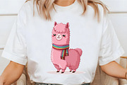Playful Pink Llama Whimsical Clipart, a Seasonal Illustration by designcity5 (Thumbnail 4 of 5)