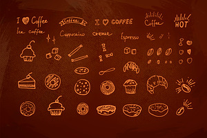 100 Hand Drawn Coffee House Element