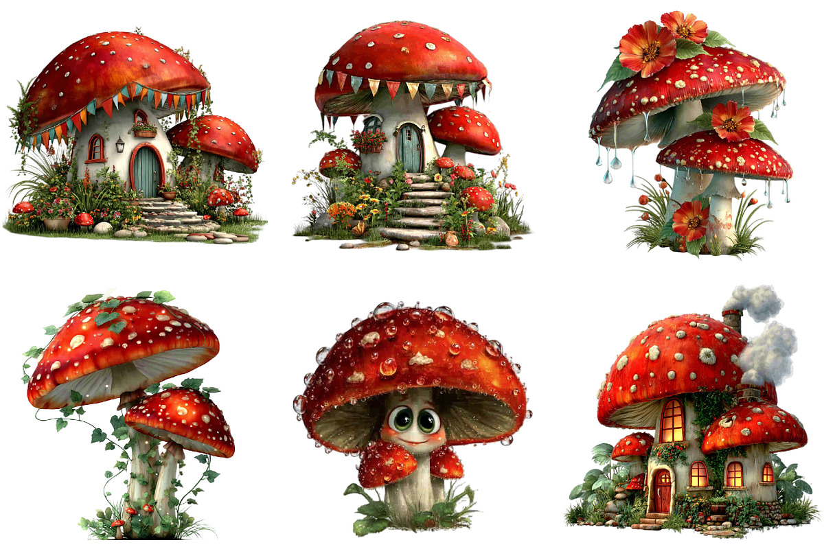 Whimsical Forest Mushroom Clipart, an Illustration by DreamArtGraphic (Photo 4 of 5)