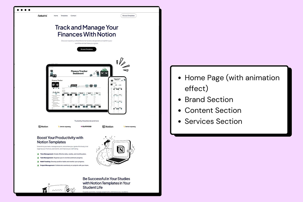 Best Notion Seller Website Template, a Landing Page Template by DaisyStudio (Photo 3 of 7)