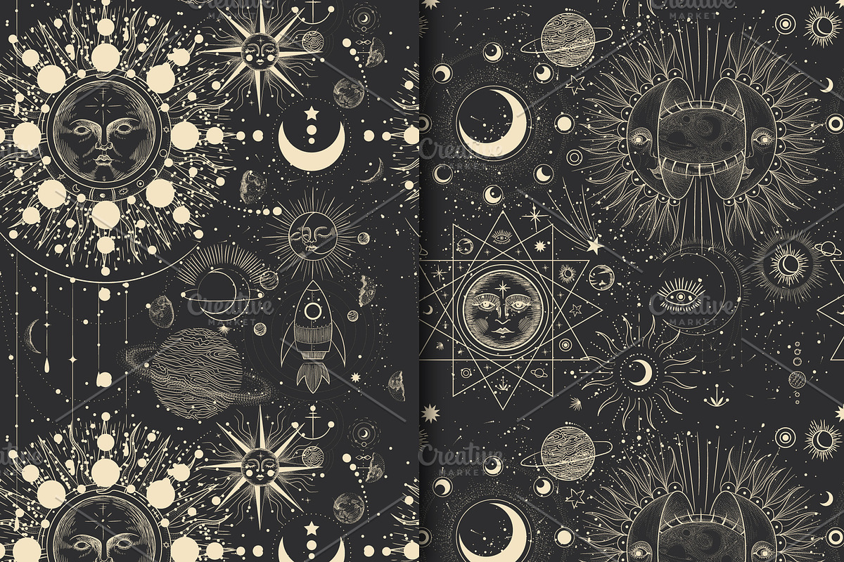 Space pattern set. Part 2, an Illustration by Chikovnaya