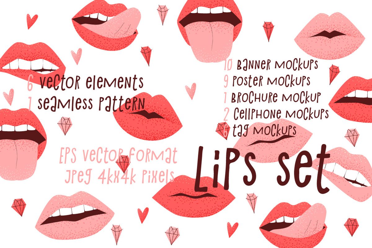 Lips vector set, a Graphic by Cute art (Photo 1 of 8)