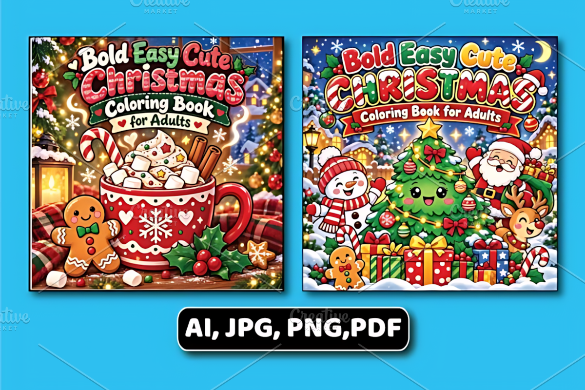 Bold Easy Cute Christmas Coloring, a Seasonal Illustration by Design Station (Photo 2 of 6)