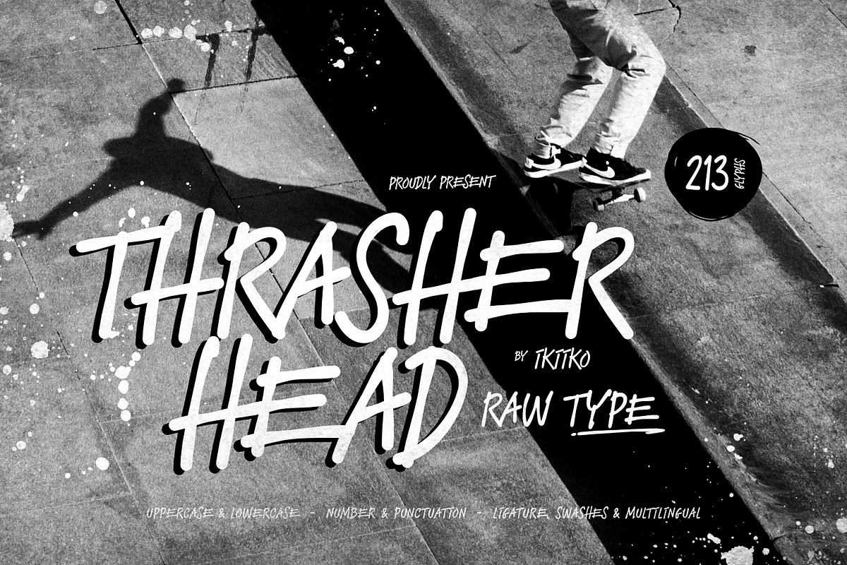 Thrasher Head - Raw Type, a Handwritten Font by ikiiko (Photo 1 of 7)