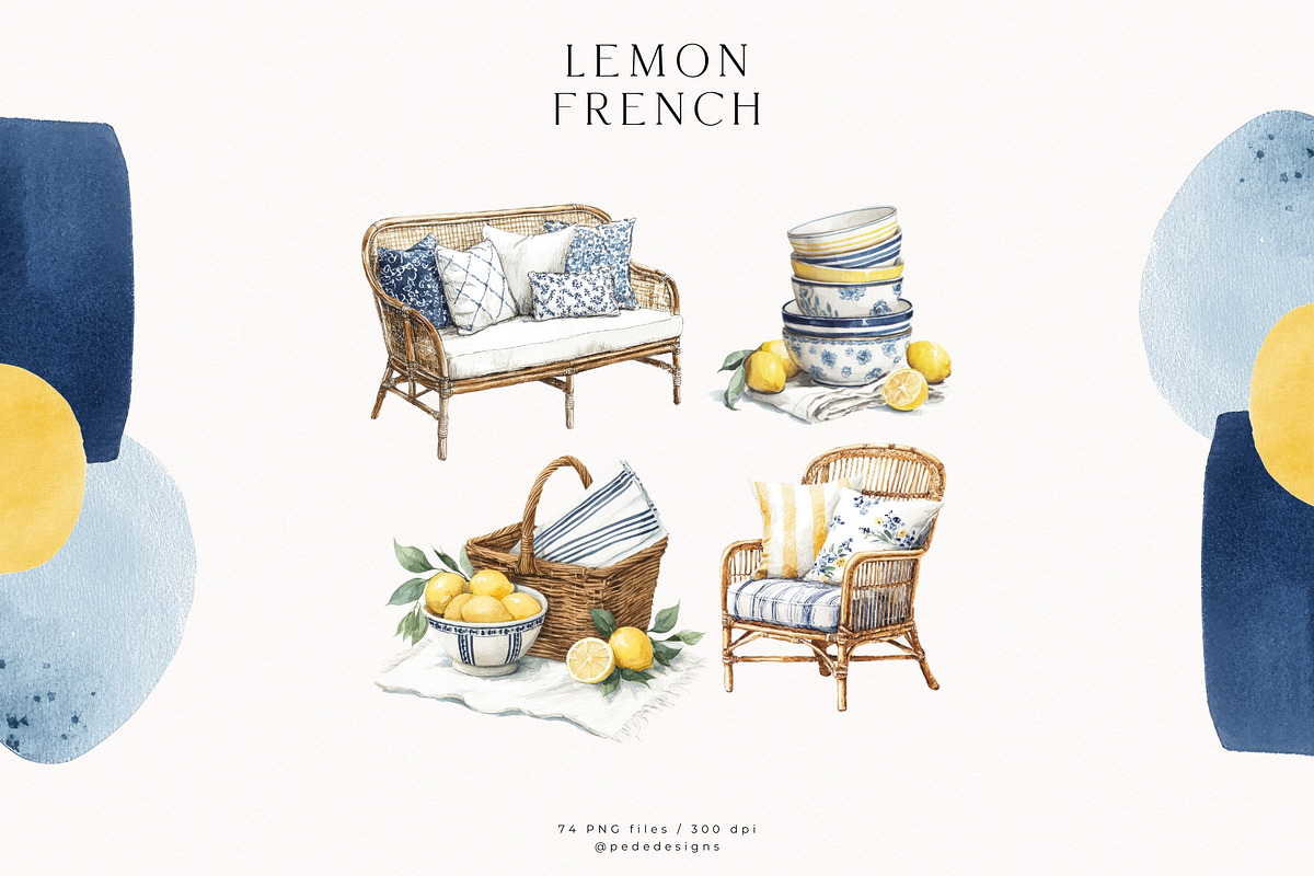 French Lemon Collection, a Decorative Illustration by PeDe Designs