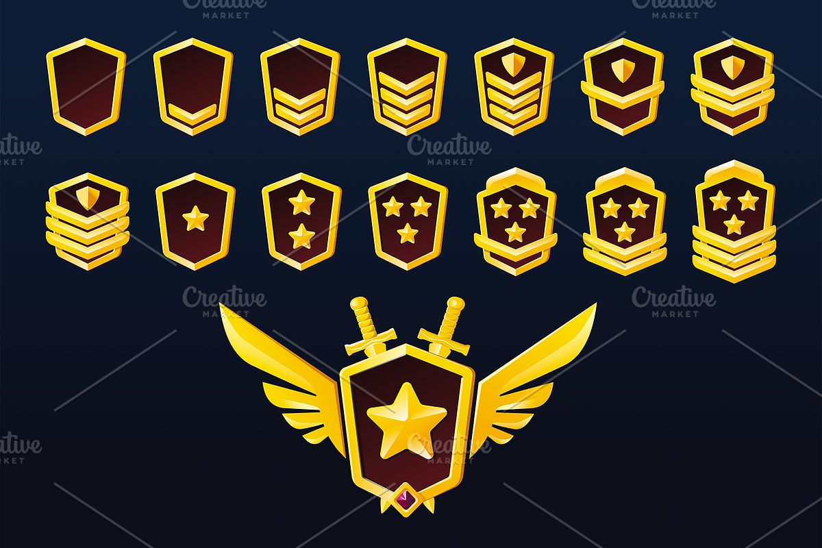 War game ranking badge set with star, an Object Graphic by ProArt