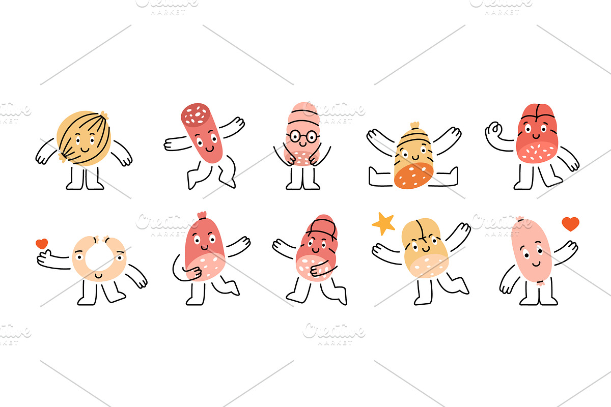 Sausages cartoon characters, a Food Illustration by GraphiShop