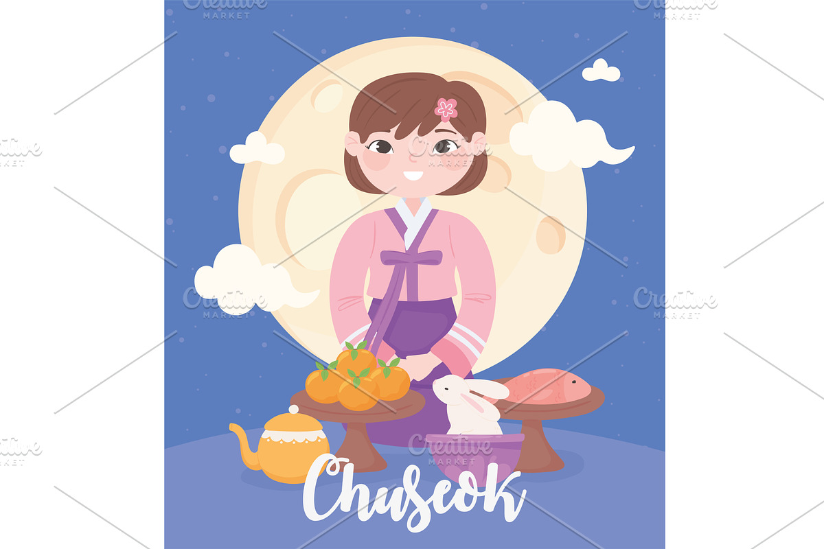 chuseok festive, greeting card, a Person Illustration by studiogstock