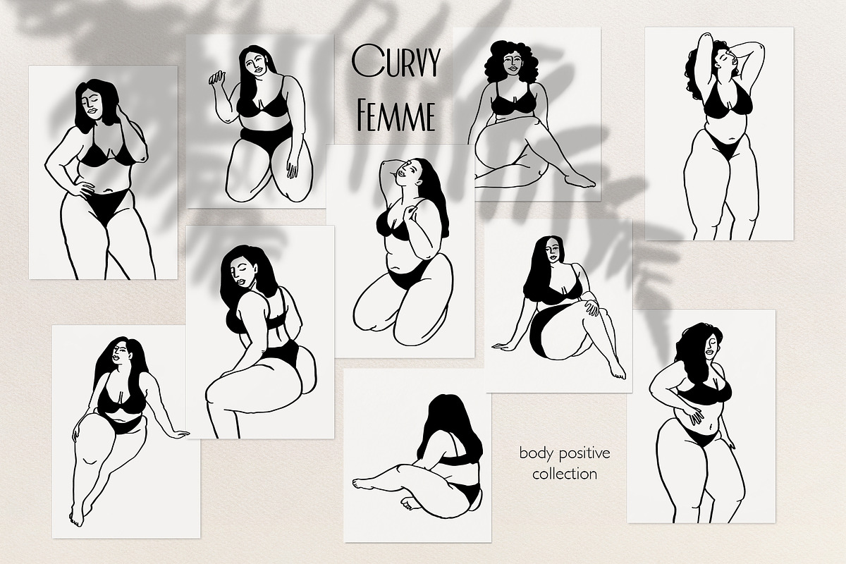 Curvy Body Positive Women Art, a Person Illustration by ArtPavo (Photo 5 of 7)