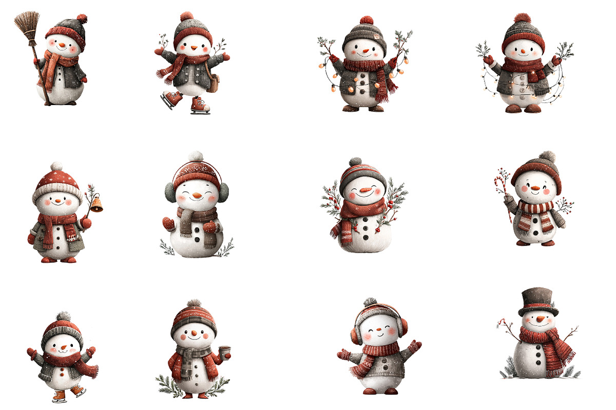 Whimsical Snowmen Clipart, an Illustration by Designworld (Photo 2 of 4)
