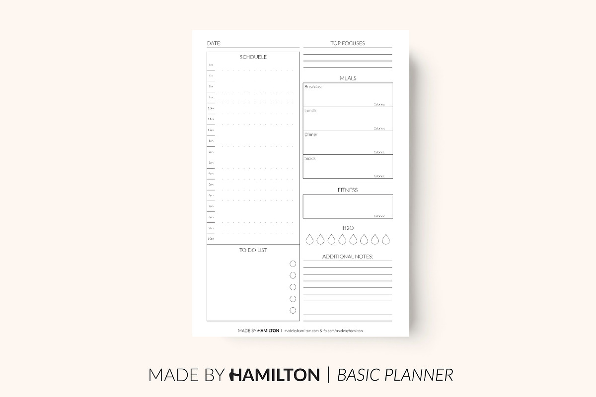 Daily Fitness Printable Planner, a Stationery Template by Made By Hamilton (Photo 1 of 2)