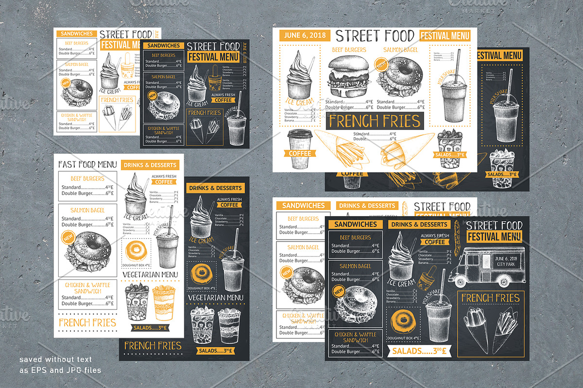 Fast Food Vectors & Designs Set