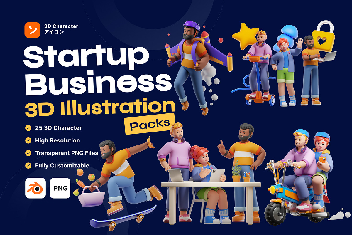 Startup Business 3D Character Pack, a Characters & Person 3D Model by orenjidesign (Photo 1 of 8)