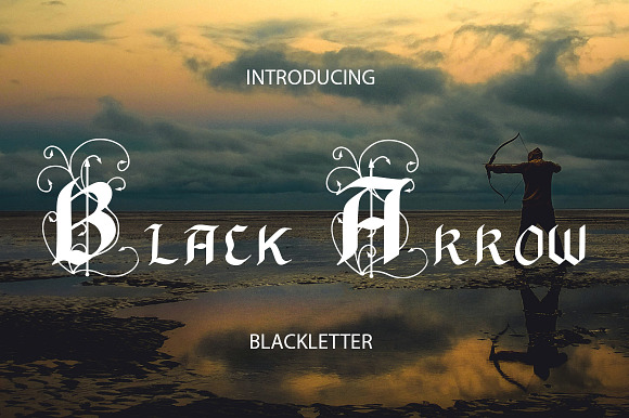 Black Arrow blackletter font preview 7
