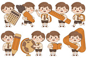 Kids Boy Back to School Vector Pack, an Illustration by MEDZ (Thumbnail 1 of 3)