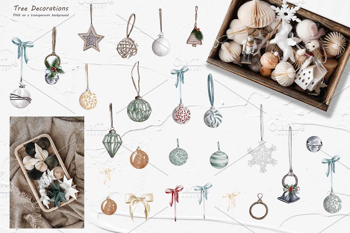 Farmhouse Christmas Watercolor Set, a Seasonal Illustration by BarvArt (Photo 18 of 28)