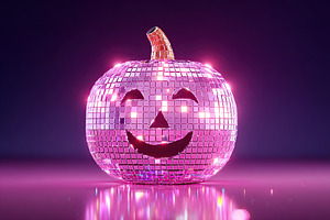 Bright disco pumpkin adds festive cheer to Halloween celebration, a Photo by AlyaAnd