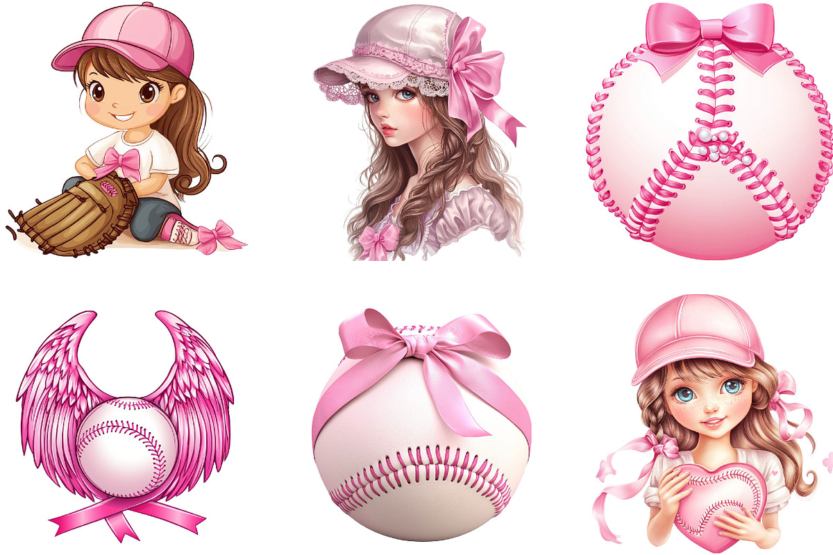 Pink Ribbon Coquette Baseball, an Illustration by Designking (Photo 4 of 5)