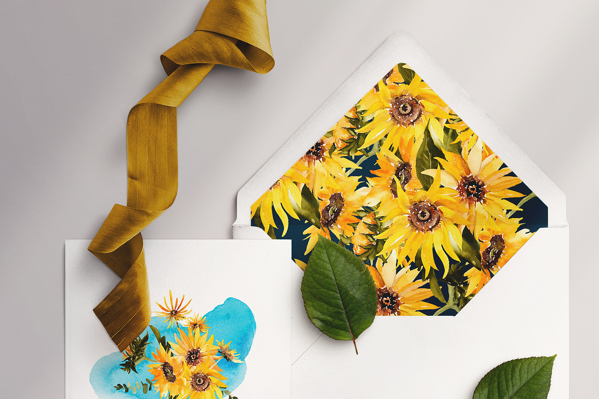 Watercolor flower -Vincent Sunflower, an Illustration by Beigetime (Photo 6 of 13)