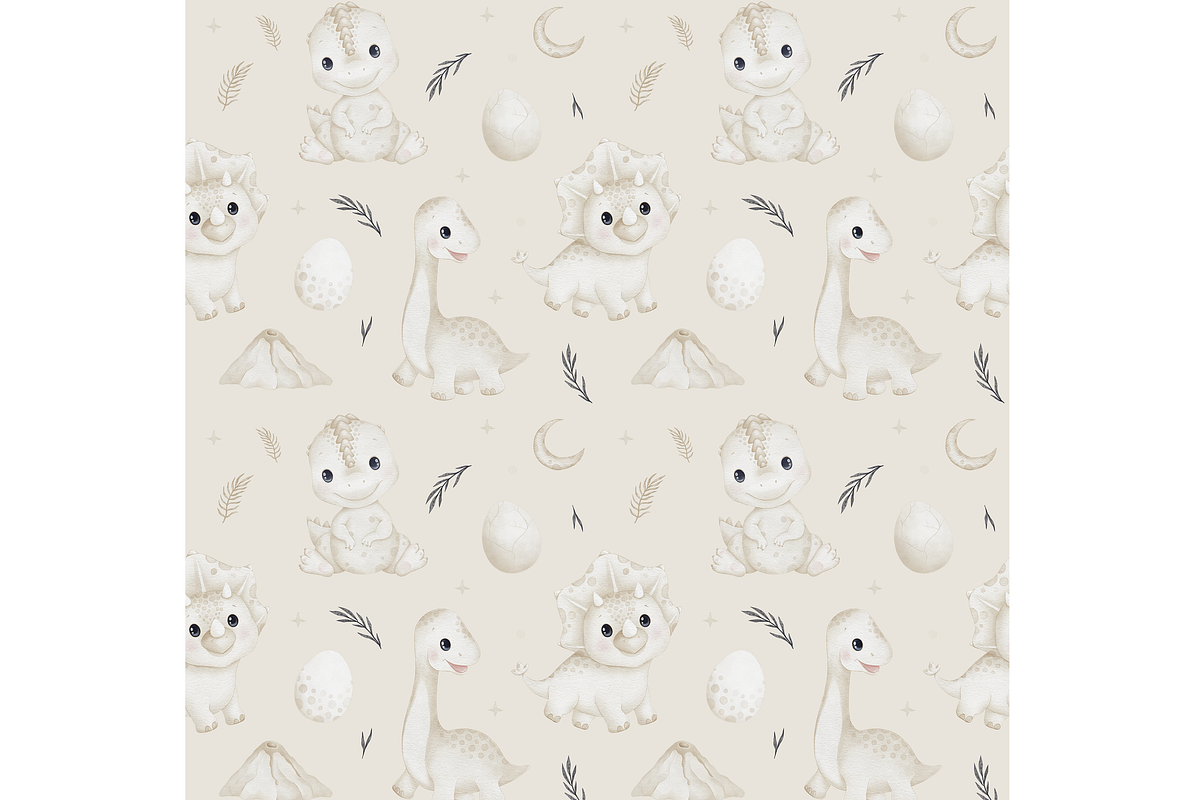 Baby Dinos seamless patterns set, a Pattern Graphic by tetiartline (Photo 7 of 8)