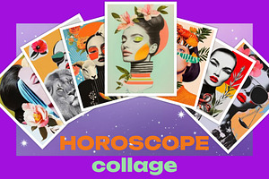 Female horoscope astro collages