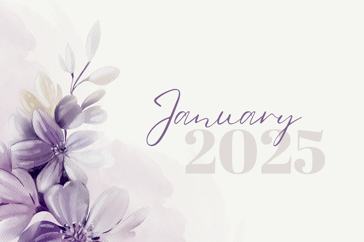 Purple Flora Wall Calendar For Print, a Stationery Template by DesignMarket (Photo 3 of 5)