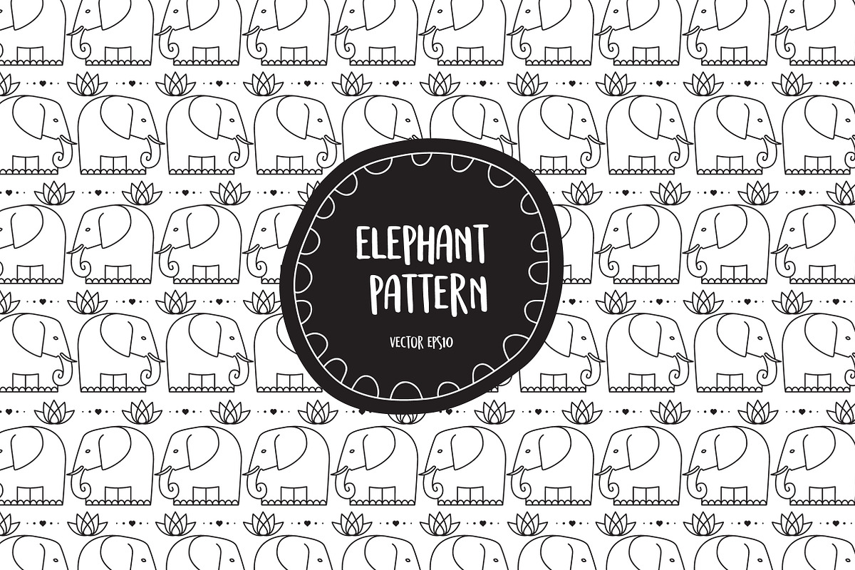 Elephant pattern in vector, a Pattern Graphic by KVIO