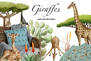 Watercolor Giraffes, an Animal Illustration by IrynaPanashii (Thumbnail 1 of 9)