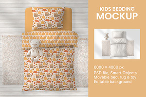 Kid Bedding Mockup PSD