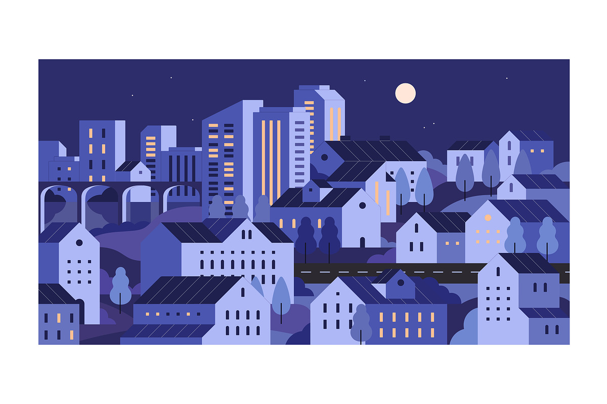 Cityscapes set + seamless patterns, an Object Illustration by PaperTrident (Photo 5 of 8)