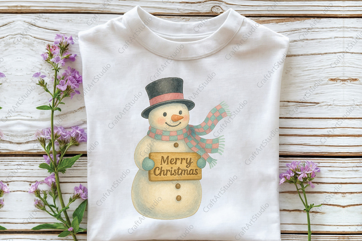 Snowman Pink Scarf Christmas PNG, an Illustration by CraftArtStudio (Photo 3 of 4)