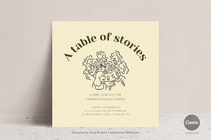 Friendsgiving Invite Canva Temp - 15, a Marketing Template by BloomToLife By Dona