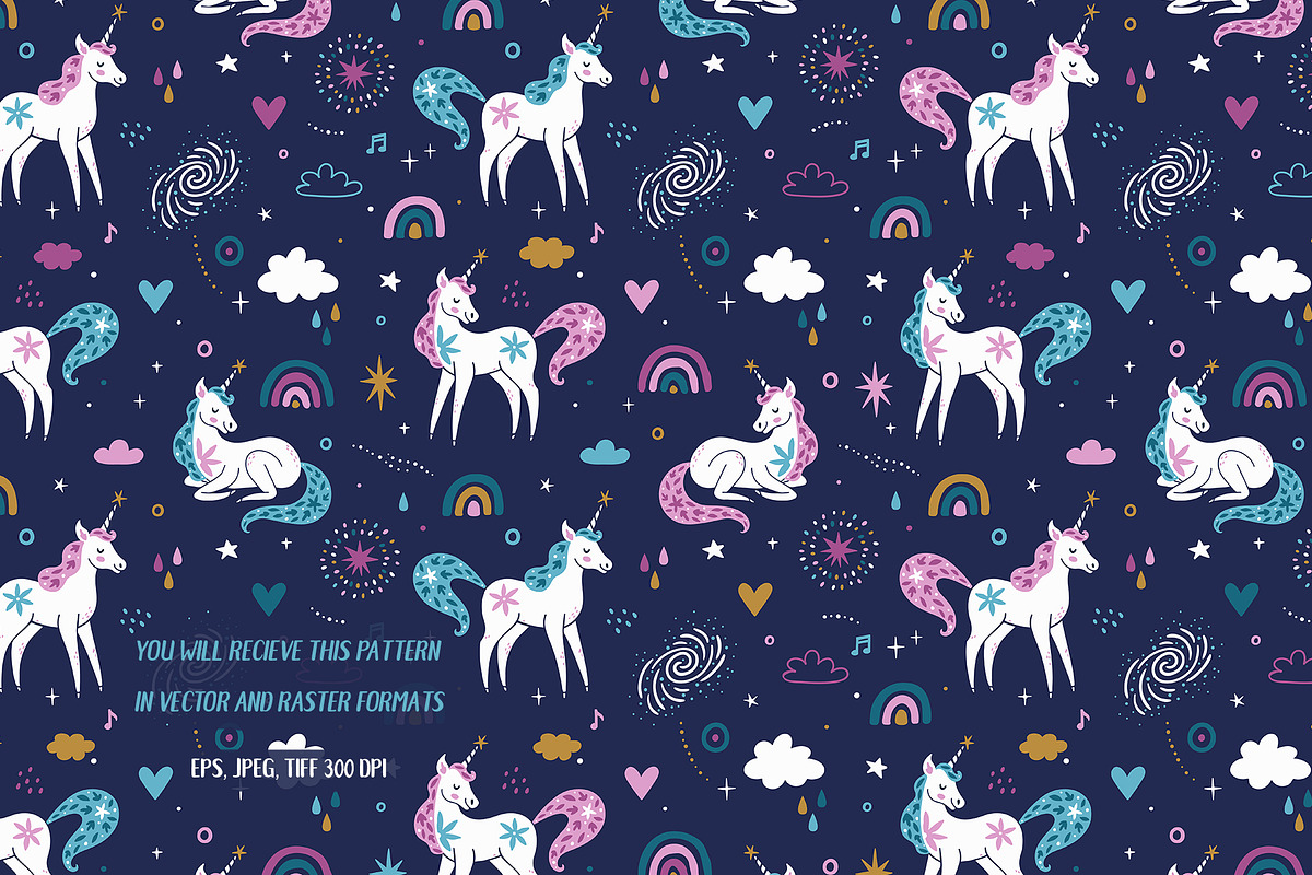 Magic unicorns. Pattern design., a Pattern Graphic by MagicForestory (Photo 2 of 5)