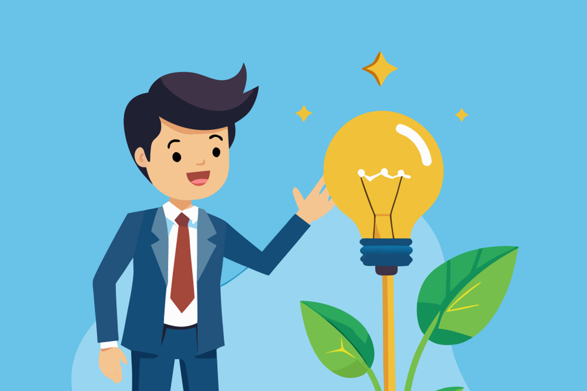 Businessman with growing lightbulb, a Person Illustration by SouravDesign (Photo 2 of 3)