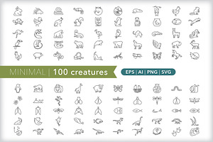 Minimal 100 Creature Icons