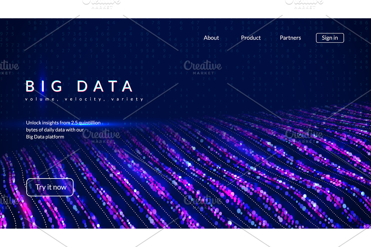 Big Data Wave Abstract Background, a Technology Illustration by Holo Art