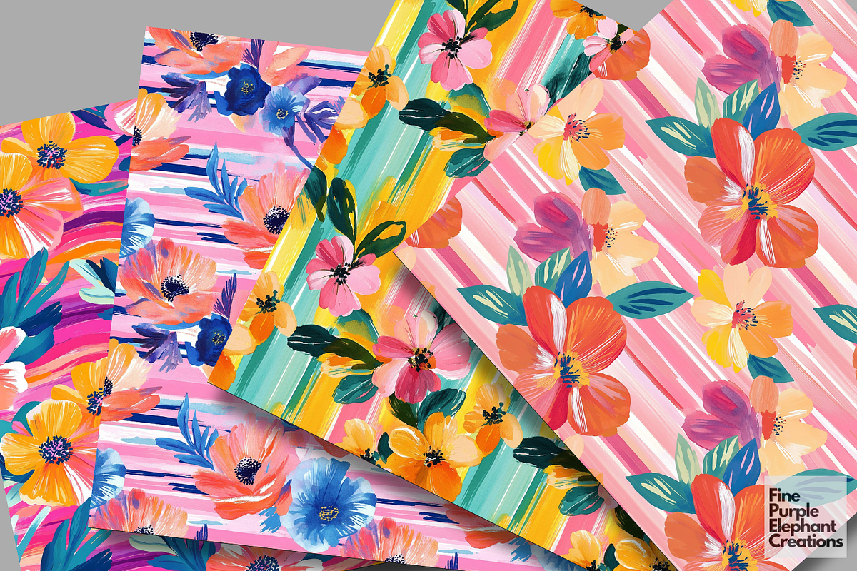 Tropical Summer Flowers Bold, a Pattern Graphic by Fine Purple Elephant (Photo 4 of 5)