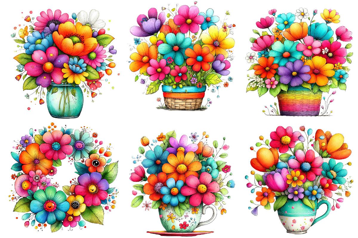 Whimsical Spring Wildflower Clipart, an Illustration by Designworld (Photo 6 of 8)
