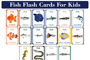 Printable Fish Learning Cards, a Card Template by DigitalsDesigns (Thumbnail 1 of 5)