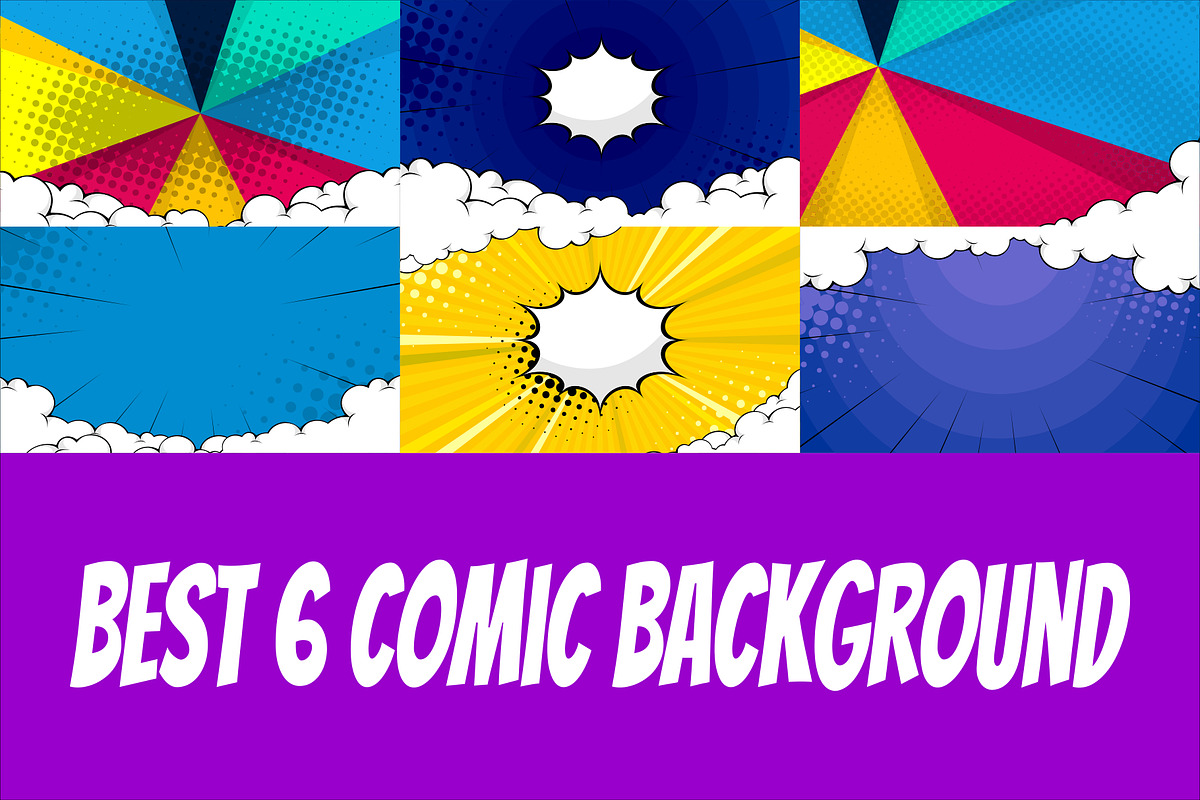 Best 6 Abstract comic colorful backg, a Background Graphic by Asta Desain