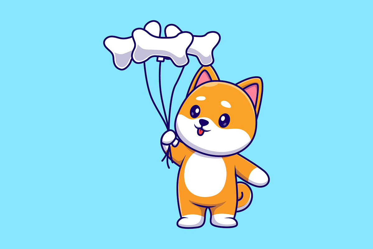 Cute Shiba Inu Dog Holding Bone, an Animal Illustration by Catalyst Labs