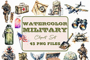 Watercolor Military Clipart (PNG), an Object Illustration by DesignBTF (Thumbnail 1 of 6)