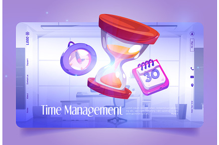 Time management banner with calendar, a Work Illustration by art PVP - market