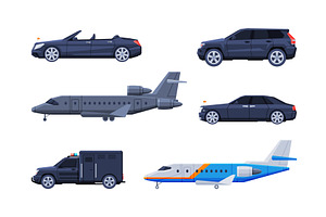 Government Vehicles and Black, a Transportation Illustration by TopVectors