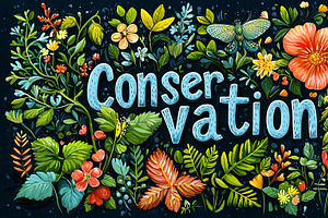 Colorful Floral Illustration Highlighting Conservation Message With Nature Elem