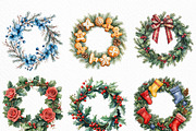 Watercolor Christmas Wreath Clipart, an Illustration by Craft Nest (Thumbnail 2 of 6)