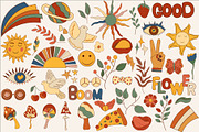 POSITIVE RETRO, BOHO GROOVY CLIPART, a Decorative Illustration by Usis (Thumbnail 4 of 20)