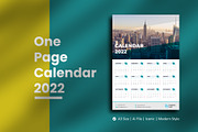 Minimal One Page Wall Calendar 2022, a Templates & Theme by rivatxfz (Thumbnail 1 of 2)
