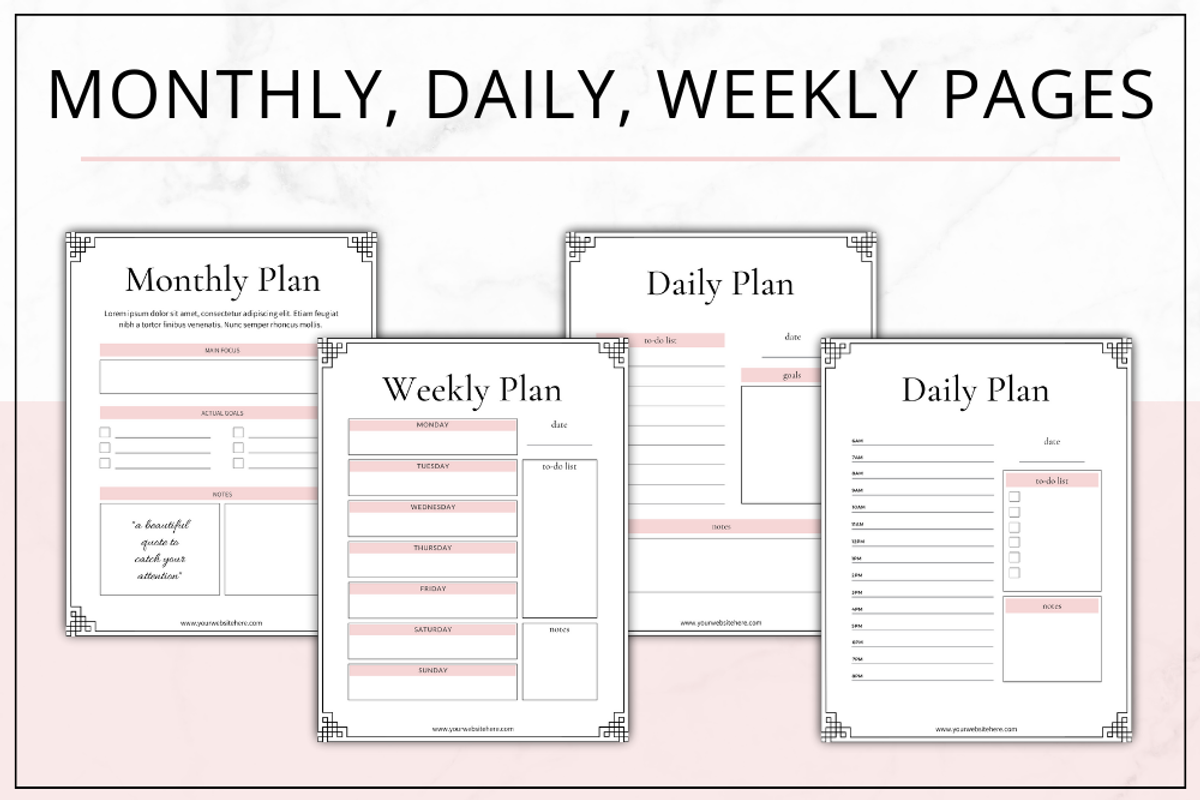 Planner Templates Canva - Blush, a Stationery Template by Lady Boss Studio (Photo 7 of 8)